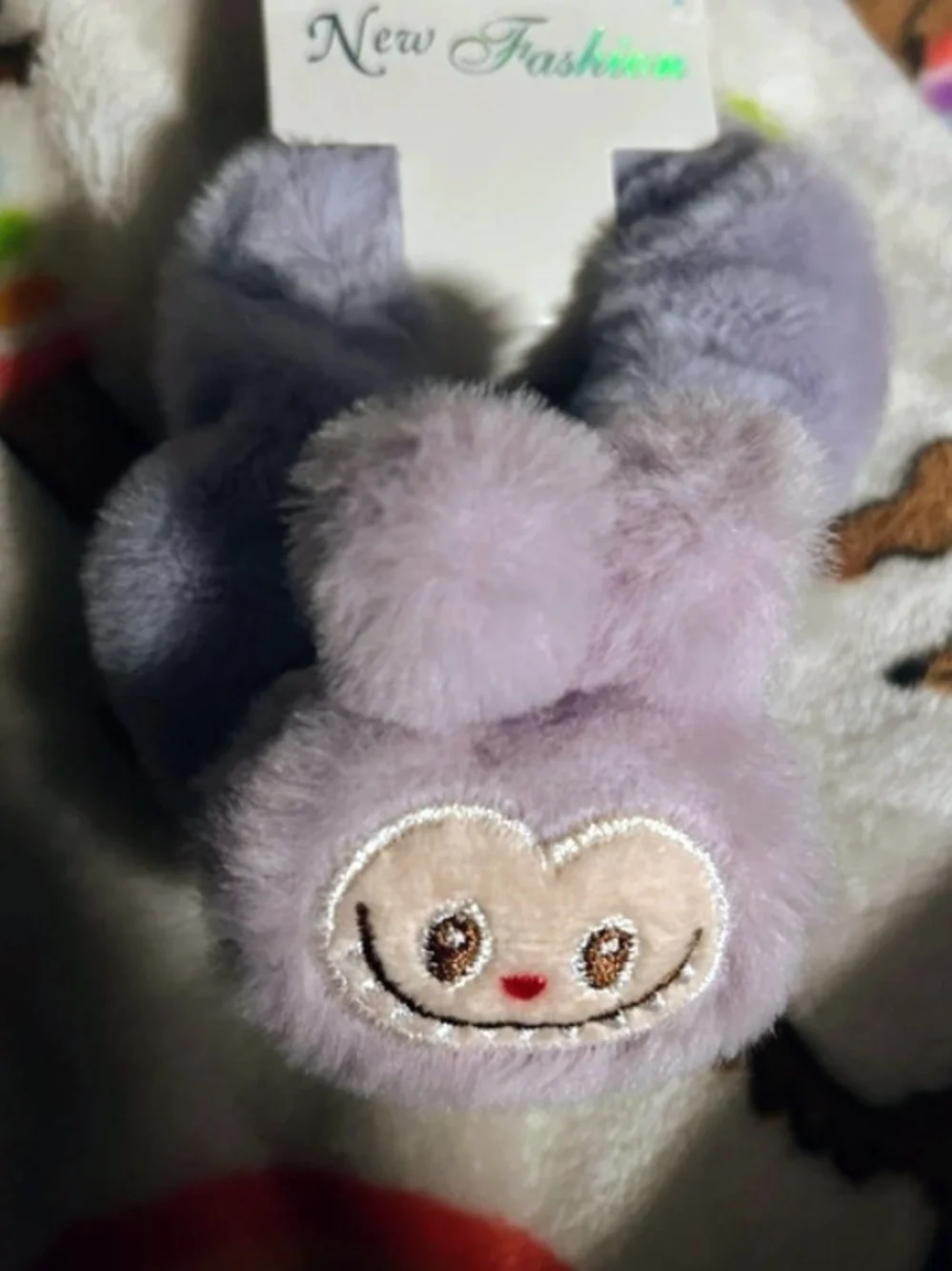 Plush Lavender Labubu Hair Clips with Pom Poms